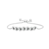 Thumbnail Image 0 of 0.085 CT. T.W. Black and White Diamond Alternating Hearts Bolo Bracelet in Sterling Silver - 9.5"