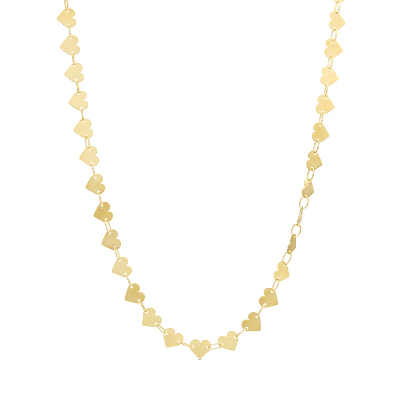 Heart Disc Chain Link Necklace in 10K Gold|Peoples Jewellers