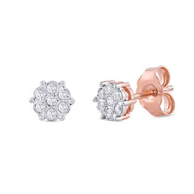 0.11 CT. T.W. Diamond Flower Stud Earrings in 10K Rose Gold