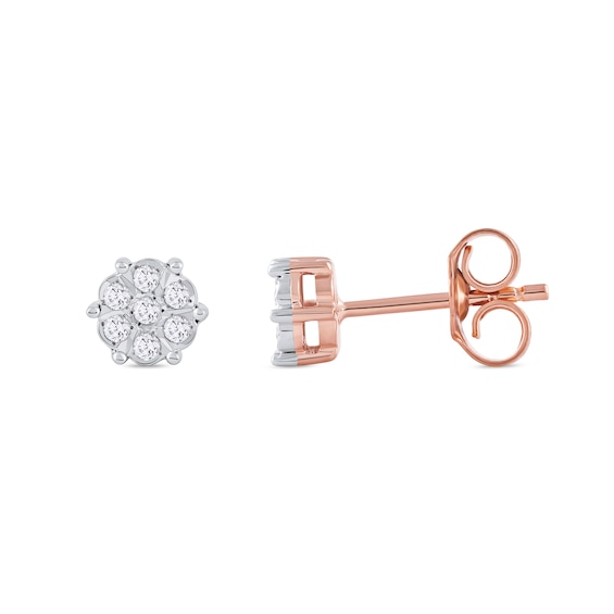 0.11 CT. T.W. Diamond Flower Stud Earrings in 10K Rose Gold