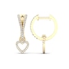 0.33 CT. T.W. Diamond Heart Drop Hoop Earrings in 10K Gold