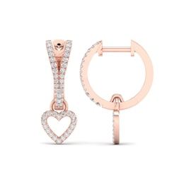 0.33 CT. T.W. Diamond Heart Drop Hoop Earrings in 10K Rose Gold