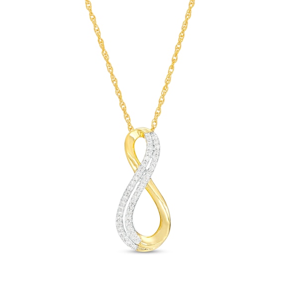 0.118 CT. T.W. Diamond Double Row Infinity Pendant in 10K Gold