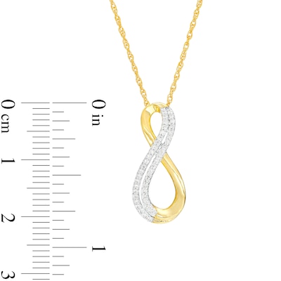 0.118 CT. T.W. Diamond Double Row Infinity Pendant in 10K Gold