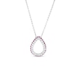 Thumbnail Image 0 of White and Pink Lab-Created Sapphire Outer Edge Teardrop Outline Pendant in Sterling Silver