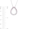 Thumbnail Image 3 of White and Pink Lab-Created Sapphire Outer Edge Teardrop Outline Pendant in Sterling Silver