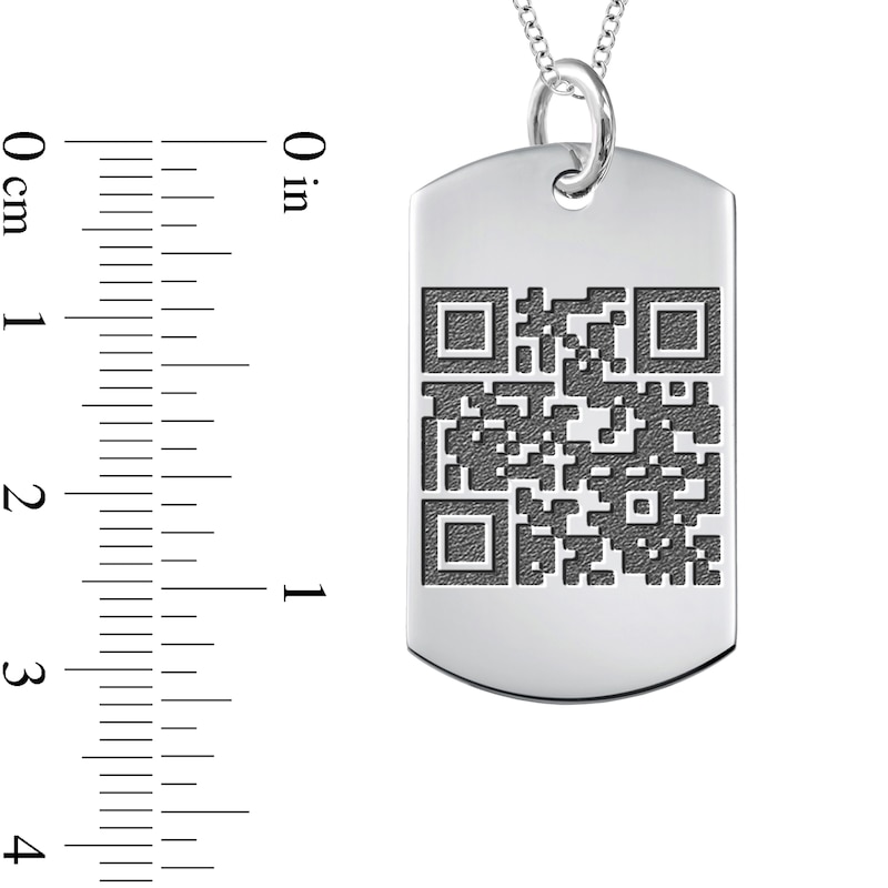 Photo and QR Code Reversible Dog Tag Pendant in Sterling Silver (1 Message and Image)|Peoples Jewellers