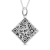 QR Code Engravable Tilted Square Pendant in Sterling Silver (1 Message and Line)