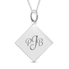 QR Code Engravable Tilted Square Pendant in Sterling Silver (1 Message and Line)