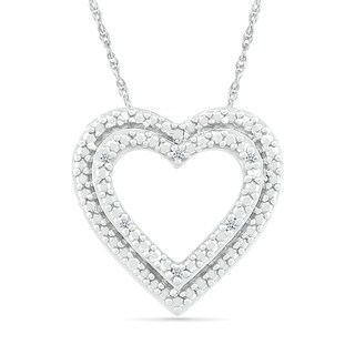 Diamond Accent Double Heart Pendant in Sterling Silver