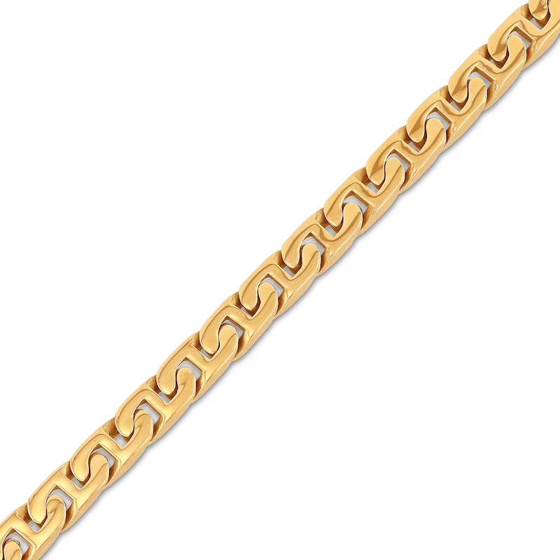 Men's 6.5mm Flat Mariner Chain Necklace in Solid Stainless Steel  with Yellow IP - 24"