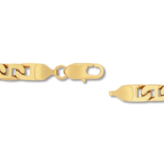 Men's 6.5mm Flat Mariner Chain Necklace in Solid Stainless Steel  with Yellow IP - 24"