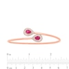 Pear-Shaped Lab-Created Ruby and 0.31 CT. T.W. Diamond Frame Flexible Cuff in Sterling Silver with 14K Rose Gold Plate