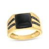 Men's 10.0mm Square Onyx and 0.15 CT. T.W. Black Diamond Double Row Ring in 10K Gold