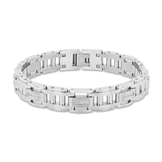 Men's 0.29 CT. T.W. Diamond Link Bracelet in Stainless Steel - 8.62"