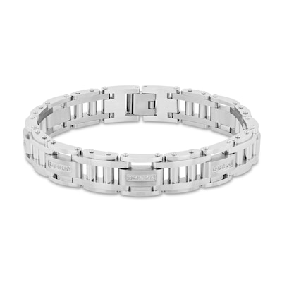 Men's 0.29 CT. T.W. Diamond Link Bracelet in Stainless Steel - 8.62"