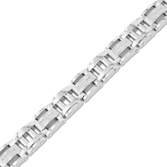 Men's 0.29 CT. T.W. Diamond Link Bracelet in Stainless Steel - 8.62"