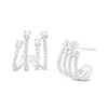 Thumbnail Image 0 of 0.75 CT. T.W. Diamond Four Stem J-Hoop Earrings in Sterling Silver