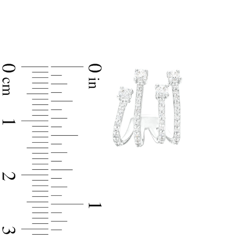 0.75 CT. T.W. Diamond Four Stem J-Hoop Earrings in Sterling Silver|Peoples Jewellers
