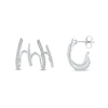 Thumbnail Image 2 of 0.25 CT. T.W. Diamond Four Stem Alternating J-Hoop Earrings in 10K White Gold