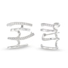 0.25 CT. T.W. Diamond Four Stem Alternating J-Hoop Earrings in Sterling Silver