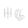 Thumbnail Image 0 of 0.25 CT. T.W. Diamond Triple Stem J-Hoop Earrings in Sterling Silver