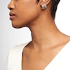 Thumbnail Image 1 of 0.32 CT. T.W. Diamond Flared Multi-Row Beaded J-Hoop Earrings in Sterling Silver with 14K Gold Plate