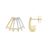 0.32 CT. T.W. Diamond Flared Multi-Row Beaded J-Hoop Earrings in Sterling Silver with 14K Gold Plate