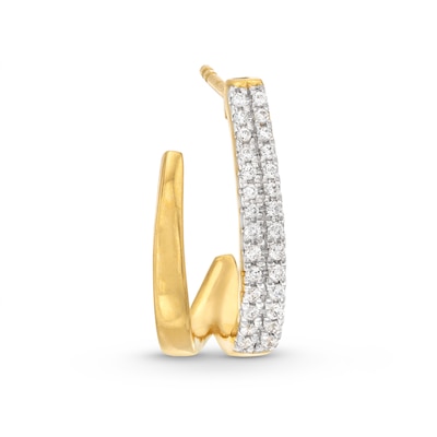 0.20 CT. T.W. Diamond Double Row J-Hoop Earrings in 10K Gold