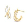 0.10 CT. T.W. Diamond Triple Swirl J-Hoop Earrings in Sterling Silver with 14K Gold Plate