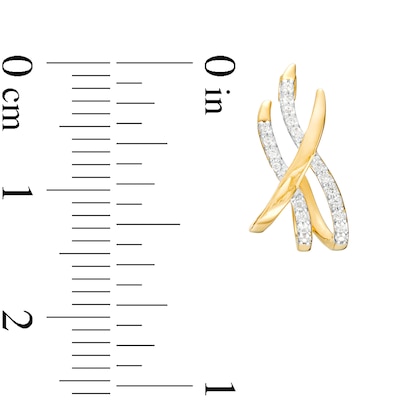 0.10 CT. T.W. Diamond Triple Swirl J-Hoop Earrings in Sterling Silver with 14K Gold Plate