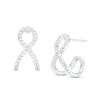 Thumbnail Image 0 of 0.32 CT. T.W. Diamond Loop J-Hoop Earrings in Sterling Silver