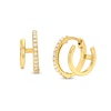 Thumbnail Image 0 of 0.16 CT. T.W. Diamond Double-Row Huggie Hoop Earrings in 10K Gold