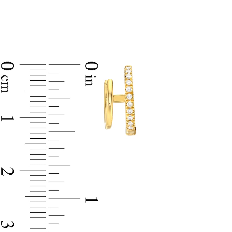 0.16 CT. T.W. Diamond Double-Row Huggie Hoop Earrings in 10K Gold|Peoples Jewellers