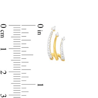 0.25 CT. T.W. Diamond Curved Triple-Row J-Hoop Earrings in Sterling Silver with 14K Gold Plate