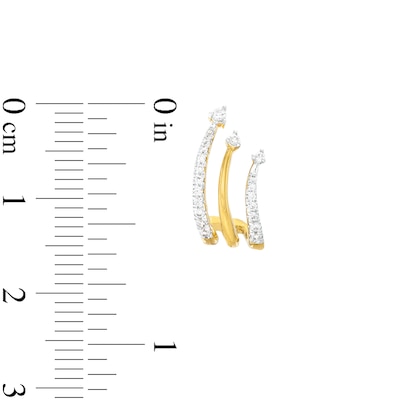 0.25 CT. T.W. Diamond Curved Triple-Row J-Hoop Earrings in Sterling Silver with 14K Gold Plate