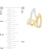 Thumbnail Image 2 of 0.20 CT. T.W. Diamond Double Flame J-Hoop Earrings in 10K Gold