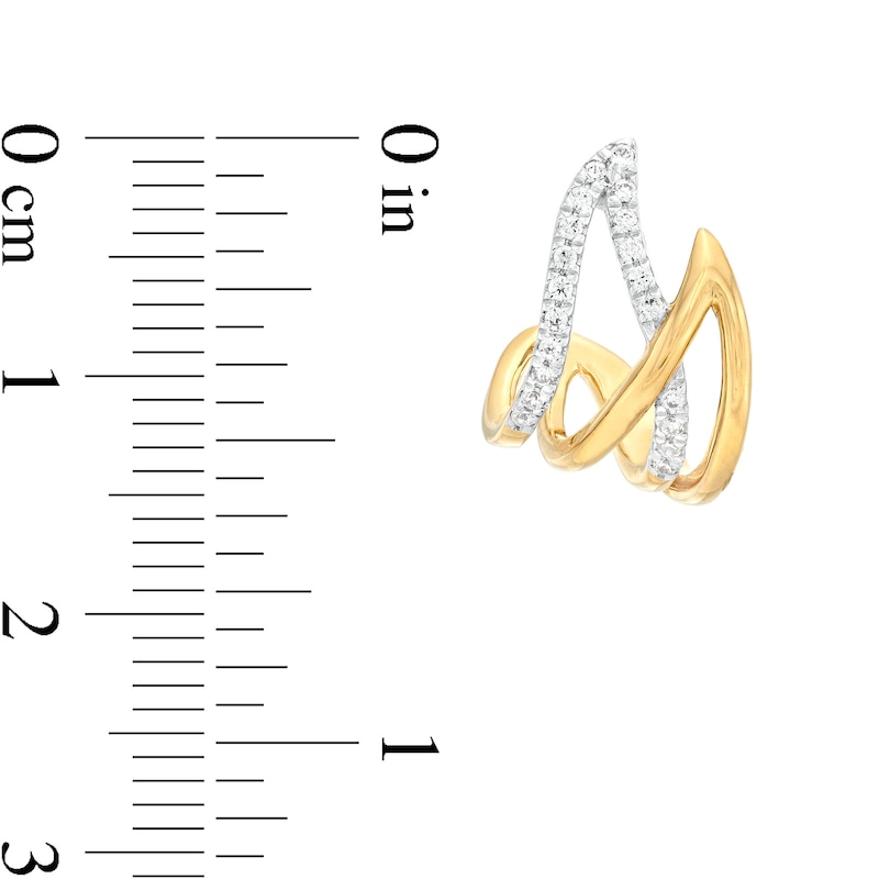 0.20 CT. T.W. Diamond Double Flame J-Hoop Earrings in 10K Gold
