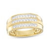 Men's 0.45 CT. T.W. Diamond Triple Row Stepped Shank Ring in 10K Gold