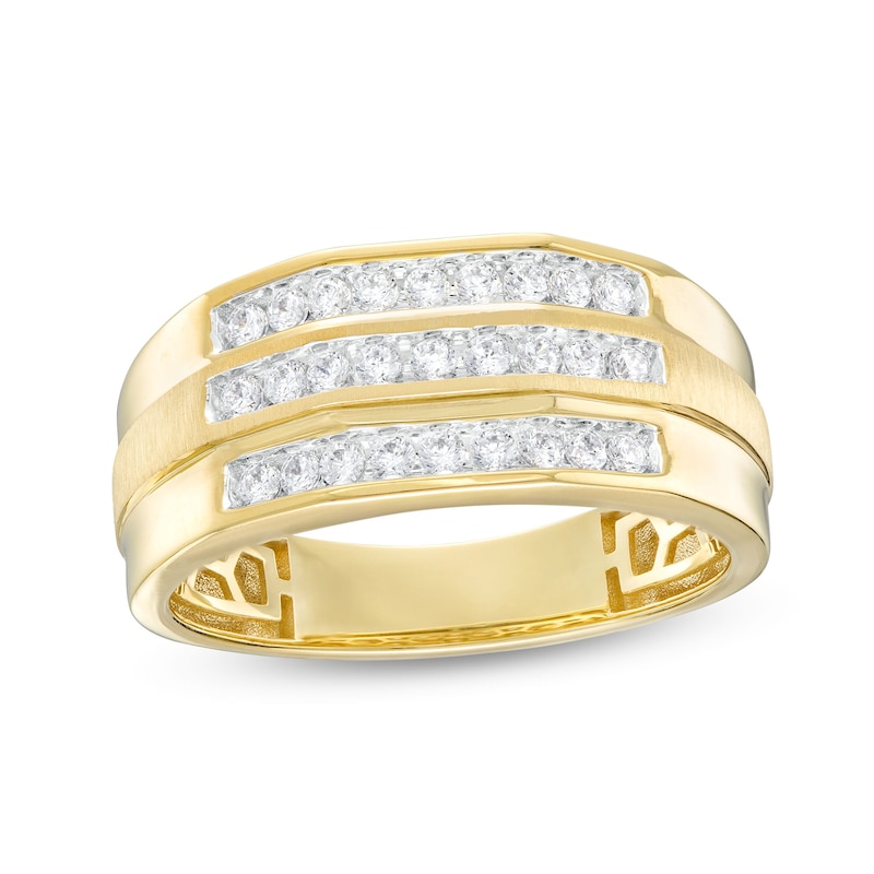 Men's 0.45 CT. T.W. Diamond Triple Row Stepped Shank Ring in 10K Gold|Peoples Jewellers