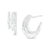 Thumbnail Image 0 of 0.16 CT. T.W. Diamond Graduated Triple Row J-Hoop Earrings in Sterling Silver