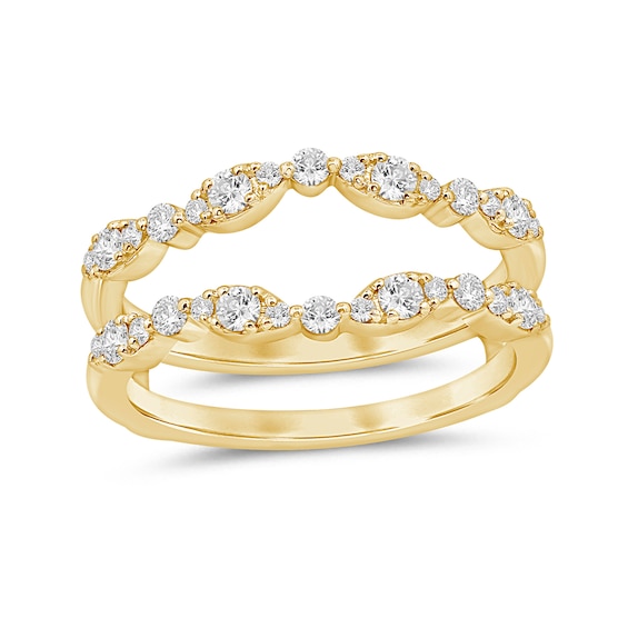 0.45 CT. T.W. Diamond Marquise and Round Frame Solitaire Enhancer in 14K Gold