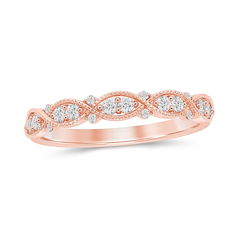 0.25 CT. T.W. Diamond Vintage-Style Anniversary Band in 10K Rose Gold