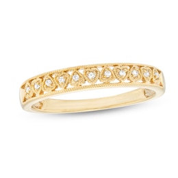 0.05 CT. T.W. Diamond Mirrored Hearts Vintage-Style Stackable Anniversary Band in 10K Gold