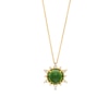 Thumbnail Image 0 of 10.0mm Jade and 0.145 CT. T.W. Diamond Sunburst Frame Pendant in 14K Gold