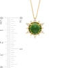 10.0mm Jade and 0.145 CT. T.W. Diamond Sunburst Frame Pendant in 14K Gold