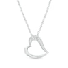 Diamond Accent Sideways Heart Outline Pendant in Sterling Silver