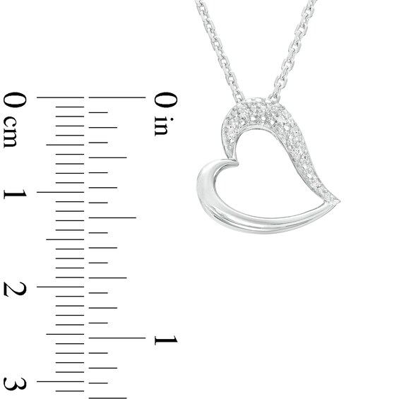 Diamond Accent Sideways Heart Outline Pendant in Sterling Silver