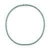 4.0mm Heart-Shaped Lab-Created Emerald Tennis Necklace in Sterling Silver