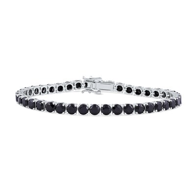 Men's 5.0mm Black Spinel Tennis Bracelet in Sterling Silver - 8.5"